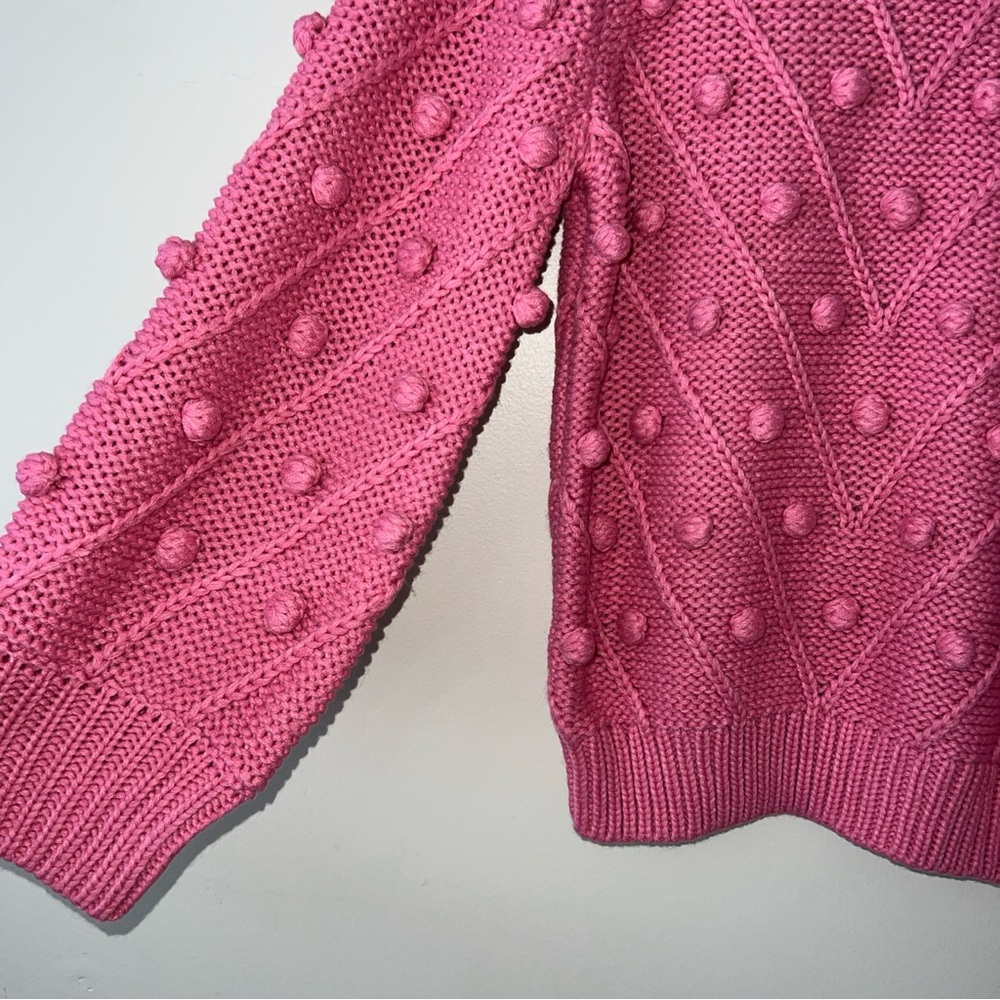 NEW Hyacinth House TUCKERNUCK Punchy Pink Pom Pom Lainey Sweater Women's Medium - Picture 2 of 10